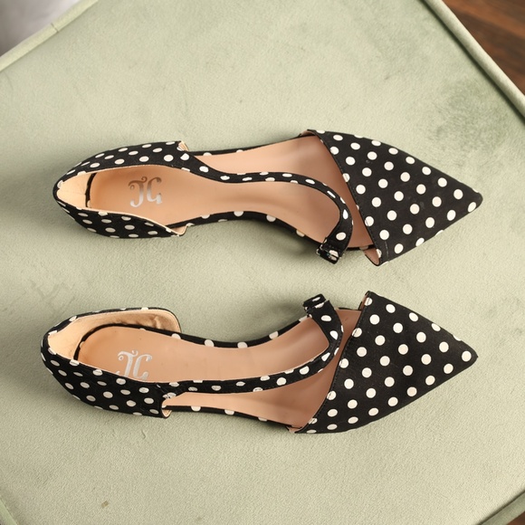 JG Women's Flats Black & White Polka Dot Size 8.5-9 - Picture 2 of 6